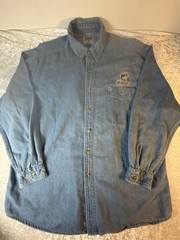 Vintage Lee Sport Miami Dolphins Denim Button-Up Shirt XL NFL Embroidered