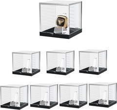 8 PCS Championship Ring Display Case with Clear Plastic Holder, Acrylic Mini