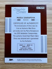 2005 Ace Authentic Signature Series – Maria Sharapova #AA-PROMO Match-Worn (MEM)