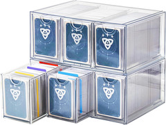 6 Drawer Trading Card Storage Box, 2200+ Cards Organizer with Divider, Clear Sta