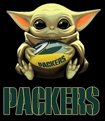 (2) Green Bay Packers Baby Yoda Star Wars Vinyl Stickers 4×3.5 Car Decals