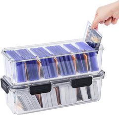 Toploader Storage Box, Trading Card Storage Box with 5 Dividers, Hard Plastic TC