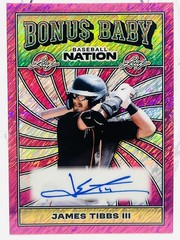 James Tibbs III 2025 Leaf Baseball Nation 1/6 Bonus Baby Pink Shimmer RC Auto