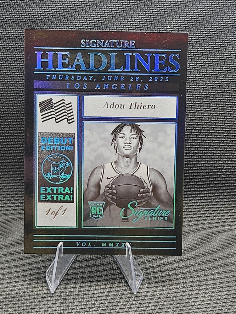 2025 Panini Signature Headlines Adou Thiero 1/1 Teal #15
