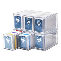 6 Drawer Trading Card Storage Box, 2200+ Cards Organizer with Divider, Clear …