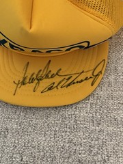 Kraco Racing Al Unser Jr Autographed Yellow Hat 1986 & Long Beach Grand Prix Pin