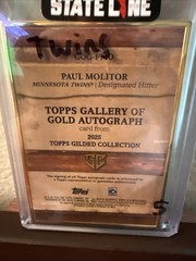 2025 Topps Gilded Gallery of Gold Gold Framed Auto /25 Paul Molitor Twins HOF SP