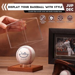 Clear Acrylic Baseball Display Case with Wooden Base