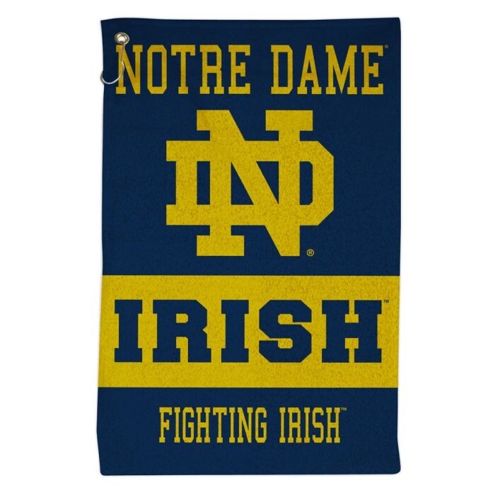 NOTRE DAME FIGHTING IRISH ALL PURPOSE GOLF TAILGATE TOWEL 16″X25″ HOOK & GROMMET