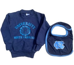 Children’s size 2 Unisex Toddler Blue UNC Sweatshirt & Bib, U of North Carolina