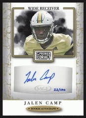 2021 SAGE Premier Draft #A29 Jalen Camp Autographs Gold #/100 SN,AU