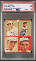 1935 Goudey 4-in-1 Group 2A DIZZY DEAN FRANKIE FRISCH HOF – PSA 1
