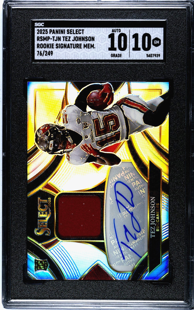 2025 Panini Rookie Signature Tez Johnson #RSMP-TJN /249 SGC 10 Gem Mint Auto 10