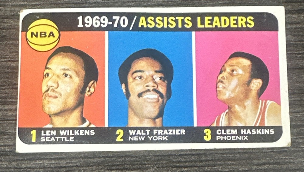Topps 1970-71 Clem Haskins Lenny Wilkens Walt Frazier NBA Leaders Card #6 HOF