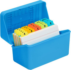 3X5 Index Card Holder with 100 Heavyweight Ruled Index Cards and 25 Plastic