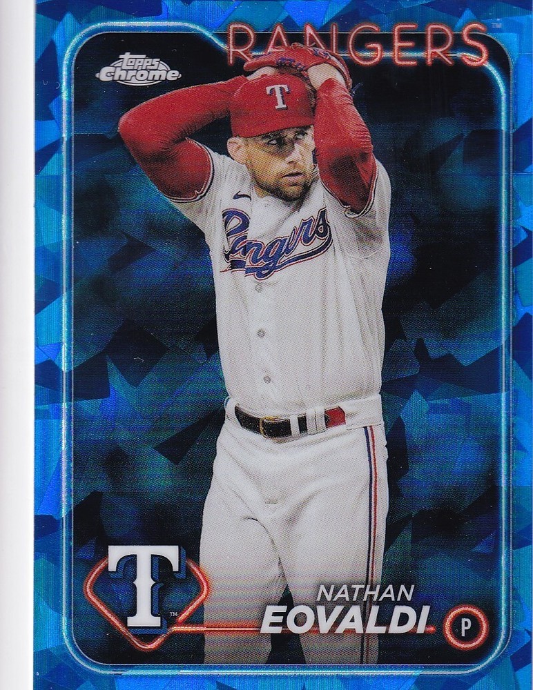 NATHAN EOVALDI TOPPS CHROME BLUE SAPPHIRE BASE TEXAS RANGERS #258 2024 24