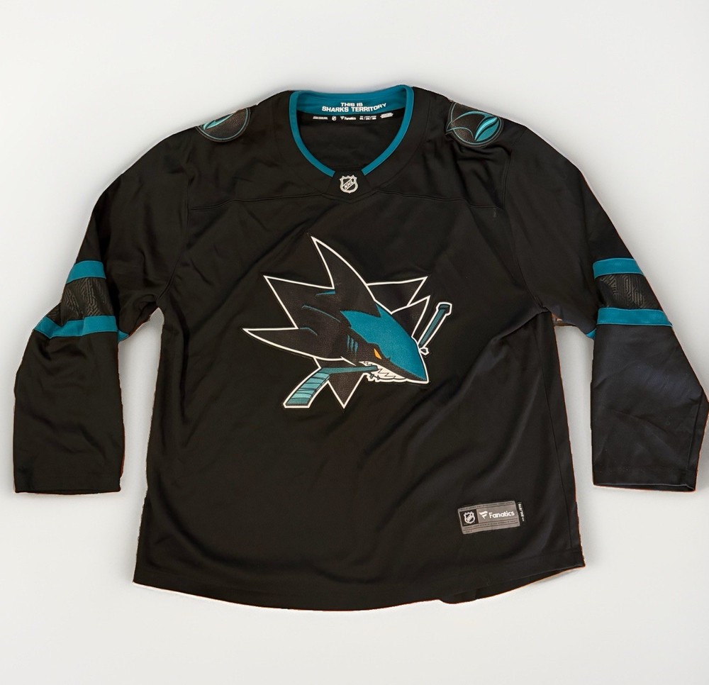 Fanatics NHL San Jose Sharks Hockey Jersey Black Size 2XL Blank