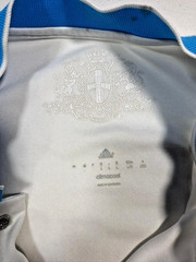 Adidas Olympique De Marseille Football Shirt Size L in White and Light Blue