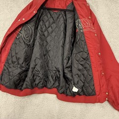 Cannons Jacket Mens XL Red White Quilted Lined Snap Front Baseball Number 24