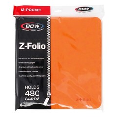 BCW – (NEW) Z-Folio 12 Pocket Binder – Zipper LX Leatherette Cover – Orange