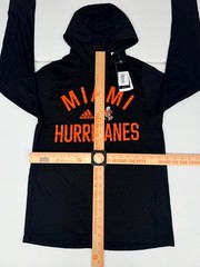 Adidas Miami Hurricanes Hoodie Shirt Mens Black Long Sleeve Performance H39478