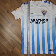 Nike Malaga CF Home Soccer Jersey Mens Small White Blue Dri-FIT 2016-17 La Liga