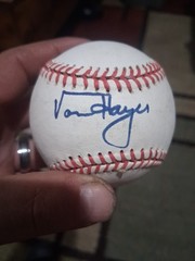 Von Hayes Autographed MLB Baseball No COA No Stand In Ball Box