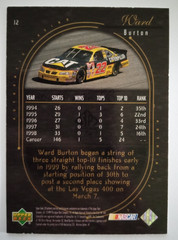 UPPER DECK SP AUTHENTIC ’99 WARD BURTON CATERPILLER #22 ON STATS CARD #12