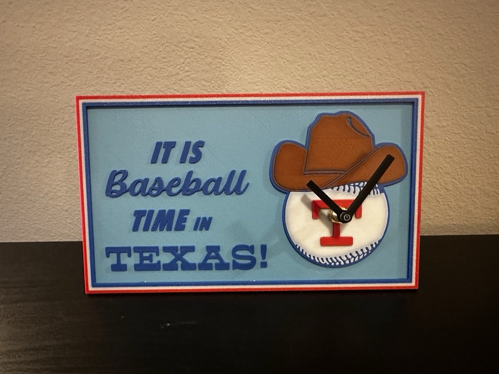 It Is Baseball Time In Texas Clock Texas Rangers Desktop Clock With Stand