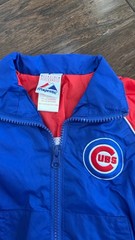 VTG Majestic Chicago Cubs Unisex Children 18 MOS Blue Red MLB Baseball Jacket