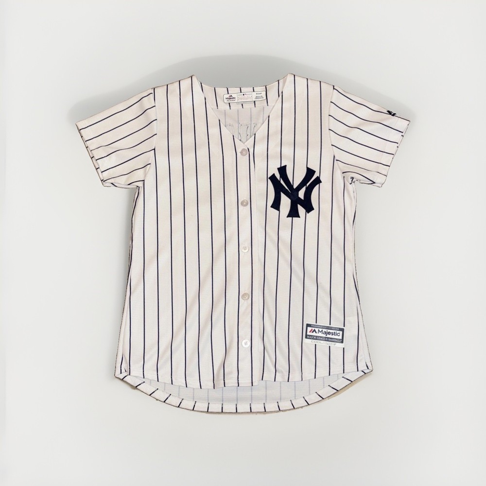 Majestic NY Yankees Aaron Judge 99 Jersey Womens Small S White Pinstripe Coolbas