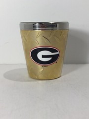 Georgia Bulldogs Collegiate Shot Glass Gold Metal Diamond Plate Football NCAA