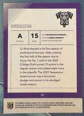2026 PREMIER LACROSSE LEAGUE PLL FIELDSIDE II CJ KIRST MATTE FINISH SP RC #88