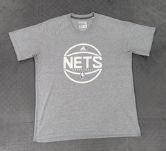 Brooklyn Nets Basketball T Shirt Adidas Gray Short Sleeve Men XL