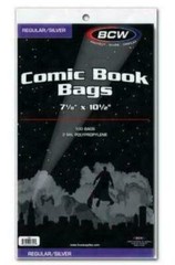 100 – BCW Regular / Silver 2-Mil Polypropylene Comic Book Bags 7-1/8″ x 10-1/2″