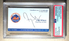 FRED WILPON PSA DNA Autographed Business Card NY Mets Owner 1986 World Series