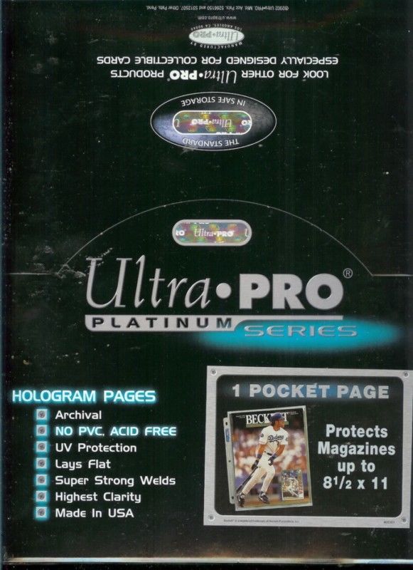 (100) Ultra Pro 8 1/2 x 11″ Magazine Size 1 Pocket Pages
