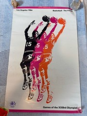Original 1984 Olympic Games Los Angeles Basketball Poster Vintage L.A.