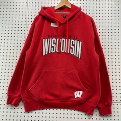 Wisconsin Badgers Hoodie Sweatshirt Men Large Red Champion Fleece Hooded