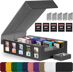 Trading Card Storage Box with Commander Display 5-Row Deck Case with Removable L