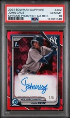 2024 Bowman Chrome Sapphire John Cruz 1st Red Refractor Auto #1/5 PSA 10