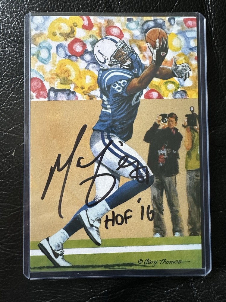 Marvin Harrison Indianapolis Colts Beckett Signed 4×6 Goal Line Art Card
