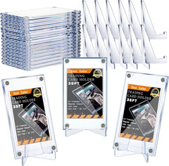30 Pcs Screw Trading Card Protector with Display Stands Acrylic 35 PT Baseball C