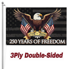 250 Anniversary USA Flag, 3×5 Ft 3-Layer Double-Sided Print & Fade Black