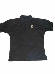 ELON UNIVERSITY Black Polo Shirt Gold And White Letter Size M