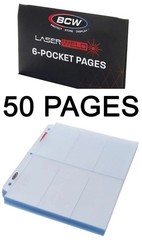 50 BCW Pro 6-Pocket Card Pages Sports Widevision Gameday Sheets Clear Protector