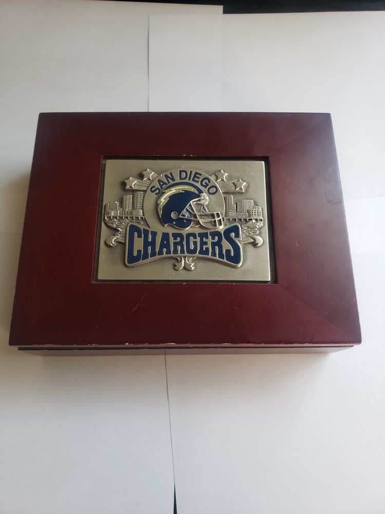 🚨🔥Vintage Wood San Diego Los Angeles Chargers Jewelry Watch Ring Box Nice