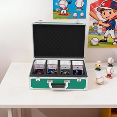 Card Storage Box 160 Capacity 4 Slots Green Lock For Trading Cards Collectible