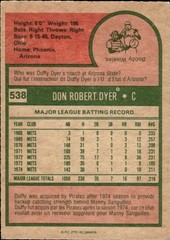 1975 O-Pee-Chee #538 Duffy Dyer