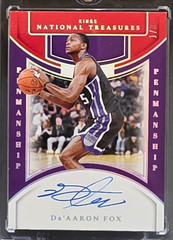 🏀 2024-25 DE’AARON FOX NATIONAL TREASURES PENMANSHIP RED AUTO PEN-FOX 1/8 SSP🏀